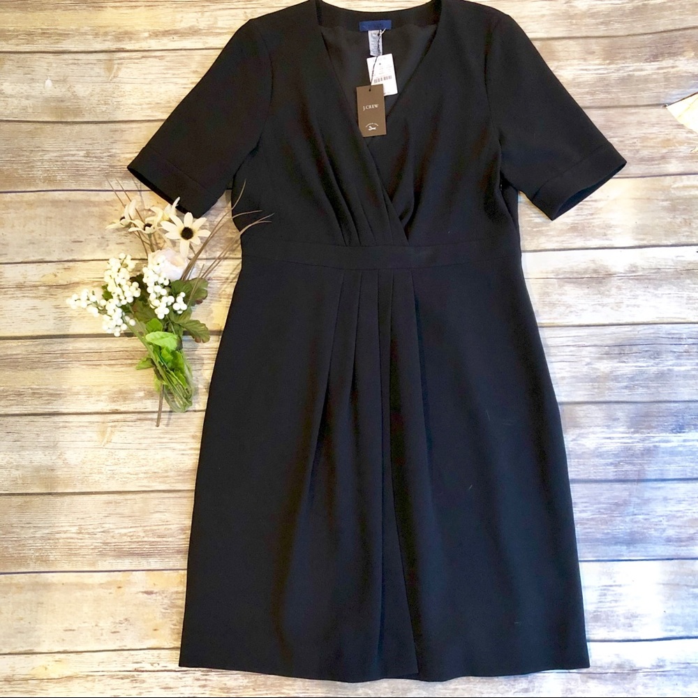 NWT JCREW Black Pleated Dress - 12